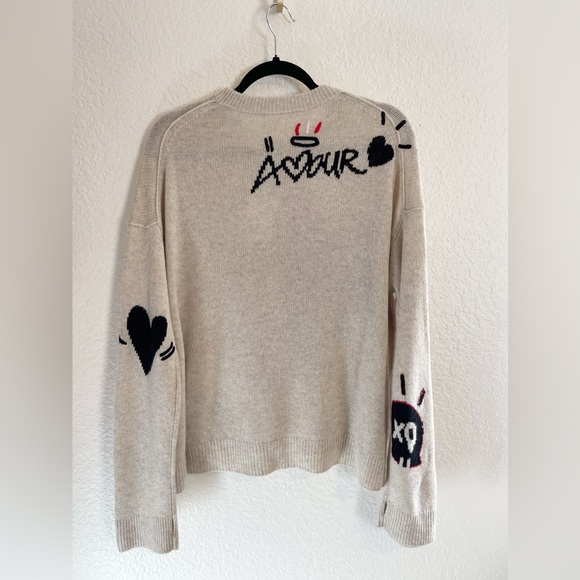 ZADIG & VOLITAIRE Sweater Marcus Jormi Cashmere Crewneck Good Vibes S NWT - Picture 6 of 16